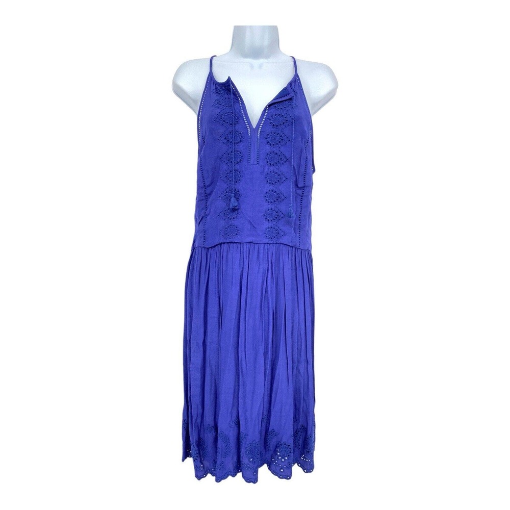 Ann Taylor LOFT Royal‎ Blue Eyelet Lace Sleeveless Midi Dress M NWT